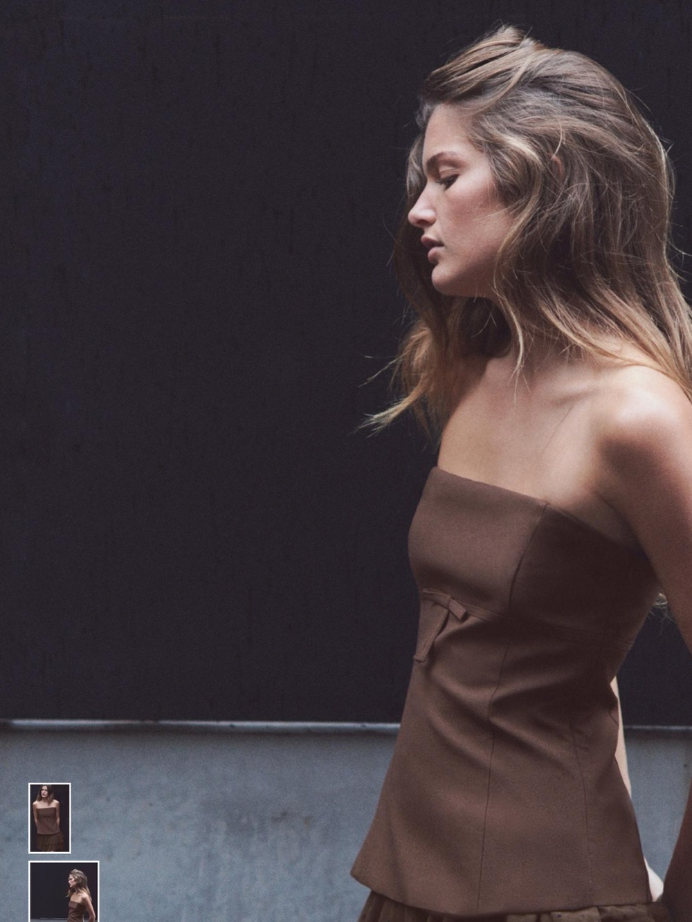 Zara Strapless Brown Peplum Evening Dress